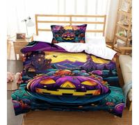 VFKLZCNYR Halloween Pumpkin Breathable Duvet Cover Set Fade Resistant Duvet Cover Hypoallergenic Comforter Cover 3pc With Pillow Cases Bedding Set for Children Kids Single(135x200cm)
