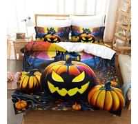 VFKLZCNYR Halloween Pumpkin Ultra Soft Duvet Cover Set Modern Duvet Cover All Seasons Comforter Cover 3pc with Zipper Bedding Set for Kids Boys Girls Super King(260x220cm)
