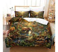 VFKLZCNYR Jungle Animals Bedding Set 3D Printed Duve Cover with Hidden Zipper Closure Soft Microfiber Quilt Cover 2 Pieces for Boys Girls Adults Double（200x200cm）