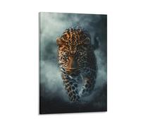 VFKLZCNYR Leopard 3D Art Decor Graffiti Pictures Paintings Aamd Artwork Canvas Wall Art Home Modern Decor Framed Ready to Hang With Frame 16x24inch(40x60cm)