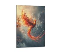 VFKLZCNYR Phoenix 3D Framed Painted Modern Artwork Paintings on Canvas Abstract Wall Art for Living Room Home Decorations Wall Decor 16x24inch(40x60cm)