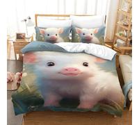 VFKLZCNYR Pig 3D Printing 100% Microfiber Quilt Cover with Zipper Closure Home Bedding Cover Sets for Women & Men’s Child Bedroom, Guestroom Single（140x200cm）