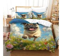 VFKLZCNYR Pug Duvet Cover Set 3 PCS Hotel Quality Quilt Cover Bedding Sets Bed Covers with Pillowcases with Zipper Closure Breathable Stylish Comforter Double（200x200cm）