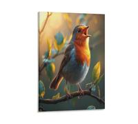 VFKLZCNYR Robin 3D Canvas Print - Canvas Art Print Wall Art - Wall Decor Picture Stretched on Wooden Frame - Path to The Collection 20x30inch(50x75cm)