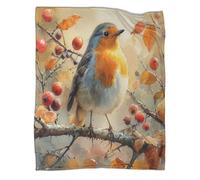 VFKLZCNYR Robin Cosy Fluffy Luxurious Printed Fleece Throw Blanket,3D Design Sofa Couch Bed Blanket,Soft Warm Microfiber Sport Bedding for Bed Couch 40x50inch(100x130cm)