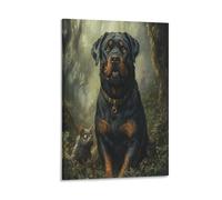 VFKLZCNYR ROTTWEILER Canvas Prints Wall Art Pattern Picture Painting 3D Painting Wall Living Room Poster Picture Wall Decor for Gifts Children's Room Decor Framed 16x24inch(40x60cm)