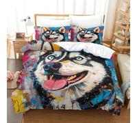 VFKLZCNYR Siberian Husky Duvet Cover 3 PCS Hotel Quality Quilt Cover Bedding Bed Covers with Pillowcases with Zipper Closure Ultra Soft Anti Allergic Microfiber Double（200x200cm）