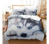 VFKLZCNYR Siberian Husky Duvet Cover Set 3 PCS Hotel Quality Quilt Cover Bedding Bed Covers with Pillowcases with Zipper Closure Breathable Stylish Comforter Double(200x200cm)