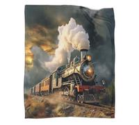 VFKLZCNYR Steam Train 3D Flannel Fleece Throw Blanket for Fluffy Cosy Soft Warm Microfiber Bedding for Bed Sofa Couch Kids Teens Adult 50x60inch(127x152cm)