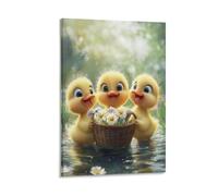 VFKLZCNYR Yellow Duck 3D Framed Canvas Wall Art Abstract Canvas Prints Painting Wall Artwork Picture for Living Room Bedroom Home Decorations Ready To Hang 20x30inch(50x75cm)