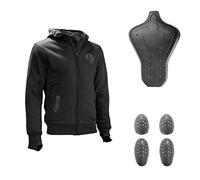 VFLUO FULL PROTECT SWEATSHIRT™, Motorcycle Hooded Sweatshirt 100% lined Kevlar, 3M Technology™ Reflective, SAS-TEC™ Ultra-Soft Shock-Proof Integral Protectors, Black, V biker, XL