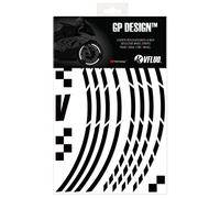 VFLUO GP DESIGN™, motorcycle retro reflective wheel stripes kit (1 wheel), 3M Technology™, 7 mm width, Black