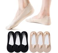 VFM 6/8 Pairs Women's No Show Ultra Low Cut Liner Socks - Ice Feeling, Non-Slip, Invisible, Thin, 6pairs-3xblack 3xnude, 9-12