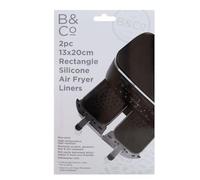 VFM - Air Fryer Silicone Liner Rectangle Reusable Non Stick Liners for Accompanying When Cooking with Ovens and Pressure Cookers, Barbecue, Roasting - 13 X 20cm Grey
