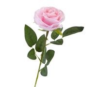 VFM - Artificial Pink Rose Flowers Elegant Rose - Green Leaf-Stem Rose Flowers for Wedding Bouquets Favours Anniversary Party Hotel Office Décor - 1 X Pink Rose 63cm