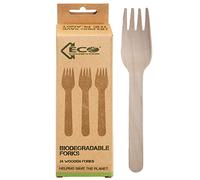 VFM - Biodegradable Wood Fork Set Sustainable Birchwood Cutlery - Eco Connection (24 Pack)