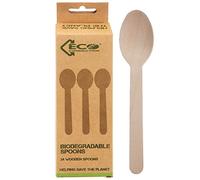 VFM - Biodegradable Wood Spoon Set Sustainable Birchwood Cutlery - Eco Connection (24 Pack)
