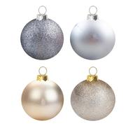 VFM - Champagne Gold 10cm Baubles Assorted (4 Pack) - Christmas Tree Decorations