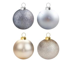 VFM - Champagne Gold 10cm Baubles Assorted (4 Pack) - Christmas Tree Decorations