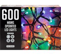 VFM - Christmas Lights 600 LED 18m Xmas Tree Lights - Fairy Lights - Festive Bright String Xmas Tree Wedding Fairy Lighting Indoor & Outdoor Mains Operated Multi Function Control Multi-Coloured