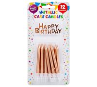 VFM e-Store 12 Metallic Rose Gold Birthday Cake Candles & Topper Set VFM e-Store Gold