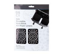 VFM e-Store Air Fryer Liner Rectangle 2 Pack Reusable Non Stick PTFE Liners Black VFM e-Store Black