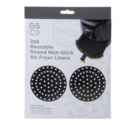 VFM e-Store Air Fryer Liner Round 2 Pack Reusable Non Stick PTFE Liners 20cm Black VFM e-Store Black