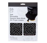 VFM e-Store Air Fryer Liner Square 2 Pack Reusable Non Stick PTFE Liners Black VFM e-Store Black