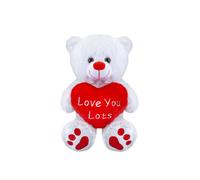 VFM e-Store Bear Soft Toy Sitting Plush With Red Love Heart Cuddly in White VFM e-Store White