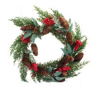 VFM e-Store - Berry Pine Wreath Christmas Decoration X 1 Stocking Filler Xmas Present Celebration Festive Winter Ornaments - 40cm Red