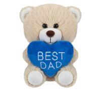 VFM e-Store - Best Dad Bear Soft Toy - With Big Blue Heart - Gift Ideas, Presents for Dad - Multi - 16cm X 12cm
