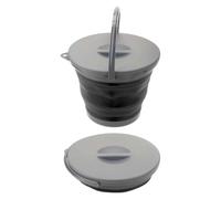 VFM e-Store - Camping 5L Bucket Lid Easy Carry Handle Collapsible Detachable- Camping, Travel Holiday Accessories for summer - 25cm x 25cm Grey X 1