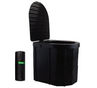 VFM e-Store Camping Folding Toilet Portable Collapsible with Lid Black VFM e-Store Black