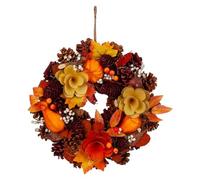 VFM e-Store - Christmas Auntumnal Wreath With Box Decoration Festive Indoor Xmas Ornaments - 31cm X 30cm Brown X 1