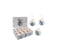 VFM e-Store - Christmas Bauble Decoration Antique Stag Boxed Stocking Filler Xmas Present Celebration Festive Winter Ornaments - 12 Piece 7. 5cm Bauble Set Stag