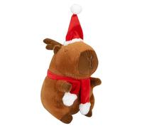 VFM e-Store - Christmas Capybara 25cm Soft Toy Plush Gift Idea Festive Indoor Xmas Ornaments - 25cm X 18cm Brown X 1