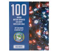 VFM e-Store - Christmas Cold White and Red String Lights 100 Bulbs 8M 50cm Lead Festive Indoor Xmas Ornaments - 10.1cm X 8.1cm Multicolour X 1