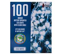VFM e-Store - Christmas Cold White String Lights 100 Bulbs 8M - 50cm Lead Festive Indoor Xmas Oraments - 10cm X 8cm White X 1