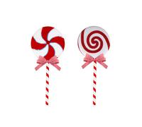 VFM e-Store - Christmas Decoration Candy Cane Lollipop X1 Varied Designs Stocking Filler Xmas Present Celebration Festive Winter Ornaments - 25X60cm Red, White