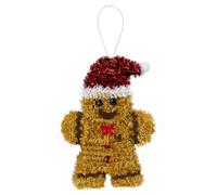 VFM e-Store - Christmas Decoration Tinsel Gingerbread Man X 1 Stocking Filler Xmas Present Celebration Festive Winter Ornaments - 11cm X 16cm Gingerbread Man