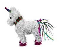 VFM e-Store - Christmas Decoration Tinsel Unicorn X 1 Stocking Filler Xmas Present Celebration Festive Winter Ornaments - 25cm X 22cm White Unicorn 25cm