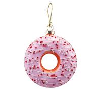 VFM e-Store Christmas Hanging Glass Doughnut Decoration 12cm x 9cm Pink X 1 | Size: 12 cm x 9 cm VFM e-Store Pink 12 cm x 9 cm