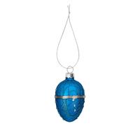 VFM e-Store Christmas Hanging Glass Egg Decoration 11cm x 7cm Blue X 1 | Size: 11 cm x 7 cm VFM e-Store Blue 11 cm x 7 cm