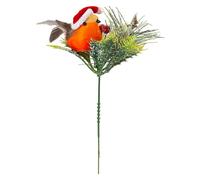 VFM e-Store Christmas Pine Pick with Robin Decoration 19cm x 17cm Red X 1 | Size: 19 cm x 17 cm VFM e-Store Multicolor 19 cm x 17 cm