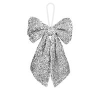 VFM e-Store - Christmas Sequins Bow Hanging Decoration Festive Indoor Xmas Ornaments - 58cm X 59cm Silver X 1