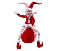 VFM e-Store - Christmas Sitting Elf Decoration Festive Indoor Xmas Ornaments - 62cm X 20cm Red X 1