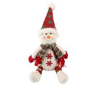 VFM e-Store - Christmas Sitting Snowman Decoration Plush Festive Indoor Xmas Ornament - 19cm X 22.5cm White X 1