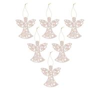 VFM e-Store - Christmas Tree Decoration Hanging Glitter Angel X 6 Stocking Filler Xmas Present Celebration Festive Winter Ornaments - 17. 5cmx10cmx1. 5cm Champagne