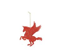 VFM e-Store - Christmas Tree Decoration Hanging Glitter Flying Unicorn X 1 Stocking Filler Xmas Present Celebration Festive Winter Ornaments - 21. 5cm Red