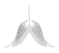 VFM e-Store - Christmas Tree Decoration Hanging Glitter Snowflake Angel Wings X 1 Stocking Filler Xmas Present Celebration Festive Winter Ornaments - 15cm Silver